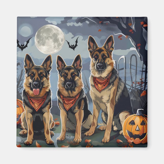 Tysk Shepherd Halloween-taloky Magnet (Framsidan)