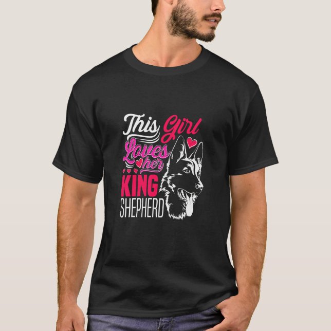 Tysk Shepherd Hennes Kung Samlare Hund T Shirt (Framsida)