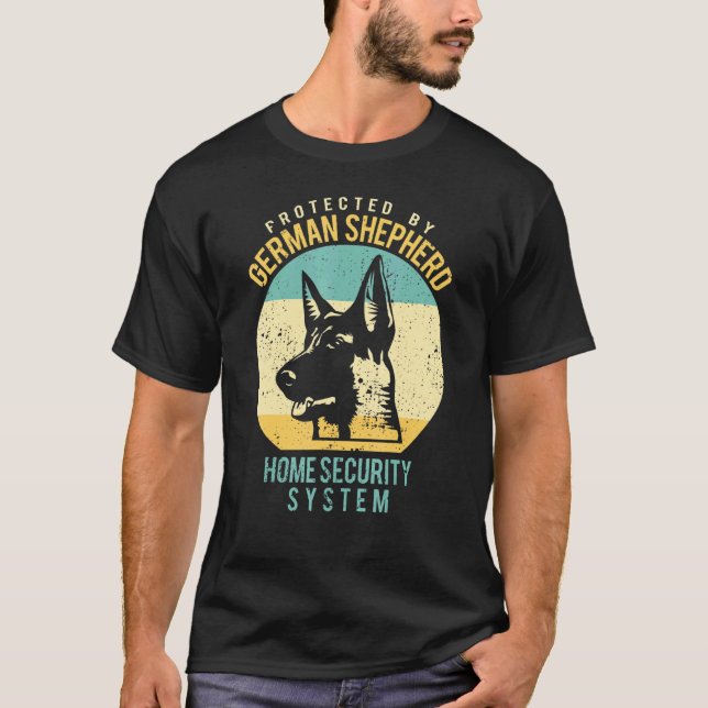 Tysk Shepherd Home Security System Watchdog T Shirt (Framsida)