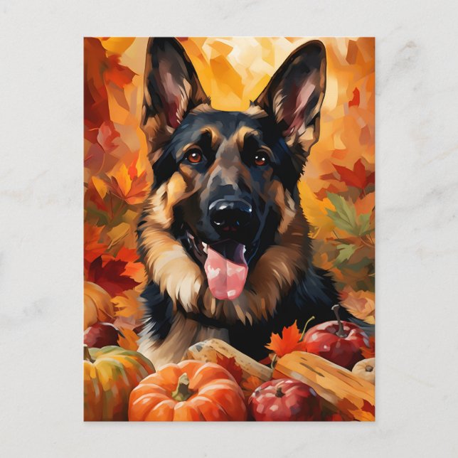 Tysk Shepherd Höst Tacksgiving  Vykort (Framsida)