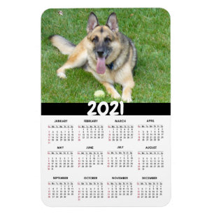 Tysk Shepherd Hund   2021 Anpassningsbar - kalende Magnet