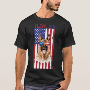 Tysk shepherd Hund 4:e juli amerikanska Flagga T Shirt
