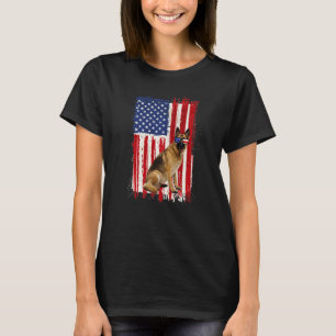 Tysk Shepherd Hund American Flagga Patriotic 4:e J T Shirt