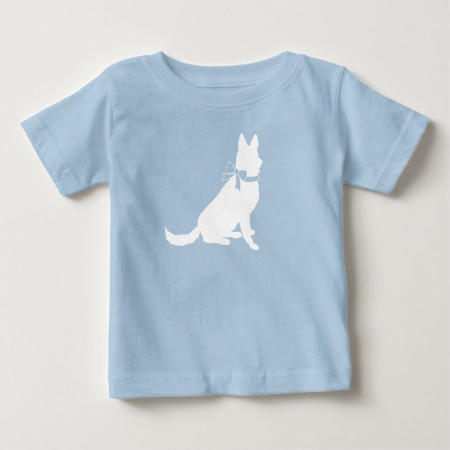 Tysk Shepherd Hund Baby Shower Blue Boy T Shirt (Framsida)