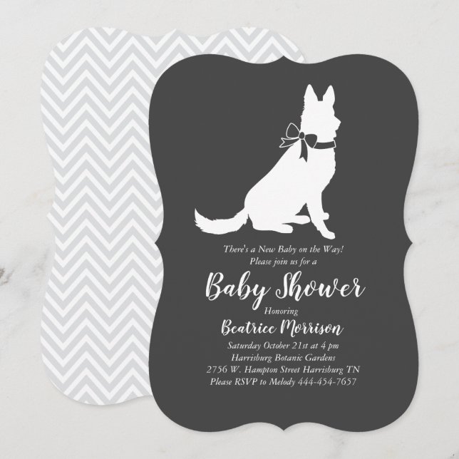 Tysk Shepherd Hund Baby Shower Gender Neutral Inbjudningar (Fram/baksida)