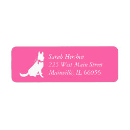 Tysk Shepherd Hund Baby Shower Rosa Girl Returadress Etikett