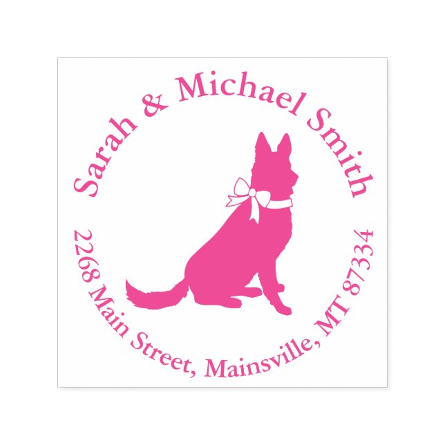 Tysk Shepherd Hund Baby Shower Rosa Girl Självfärgande Stämpel (Design)