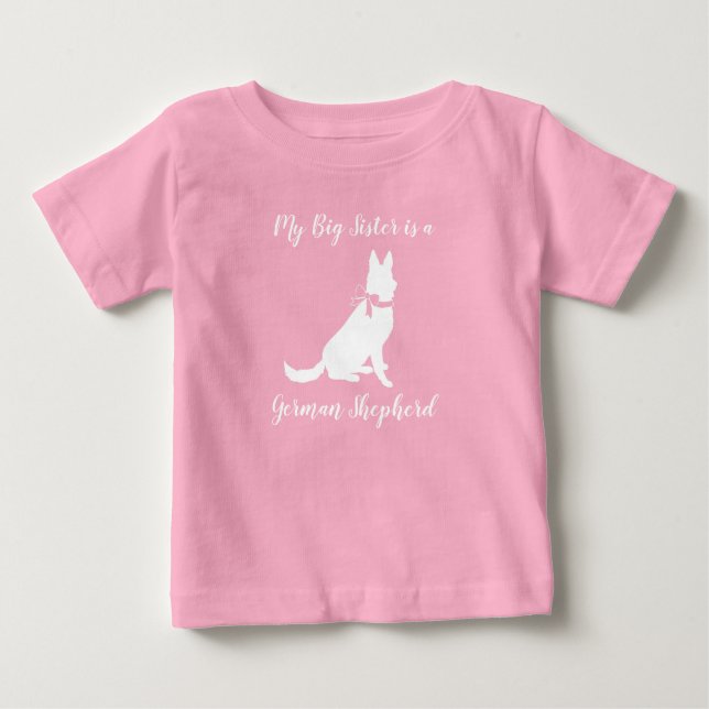 Tysk Shepherd Hund Baby Shower Rosa Girl T Shirt (Framsida)