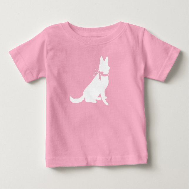Tysk Shepherd Hund Baby Shower Rosa Girl T Shirt (Framsida)
