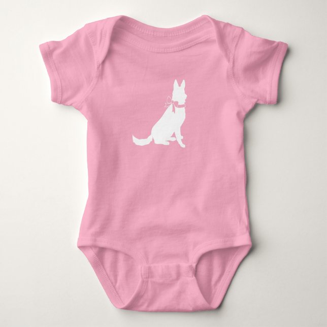 Tysk Shepherd Hund Baby Shower Rosa Girl T Shirt (Framsida)