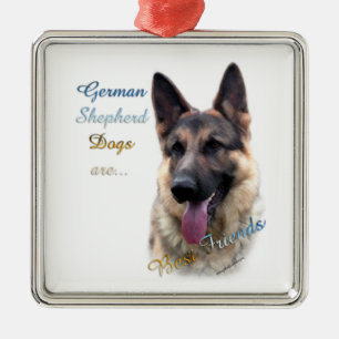 Tysk Shepherd Hund Best Friend Julgransprydnad Metall