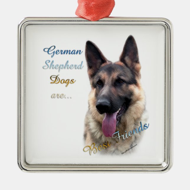 Tysk Shepherd Hund Best Friend Julgransprydnad Metall (Framsidan)