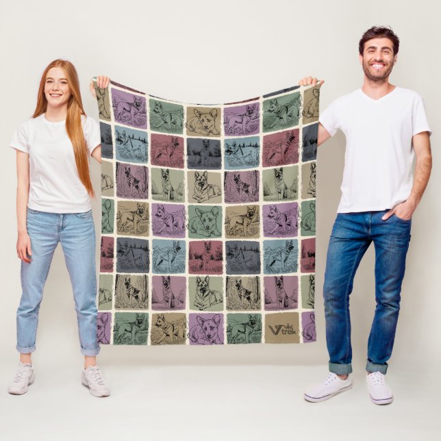 Tysk Shepherd Hund Blanket Mysigt Puppy Ull Fleecefilt (På plats)