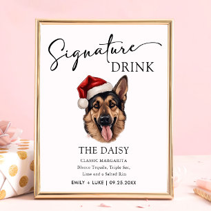 Tysk Shepherd Hund Bröllop Namnteckning Drink-teck Poster