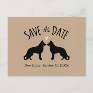 Tysk Shepherd Hund Bröllop Save the Date Meddelande Vykort
