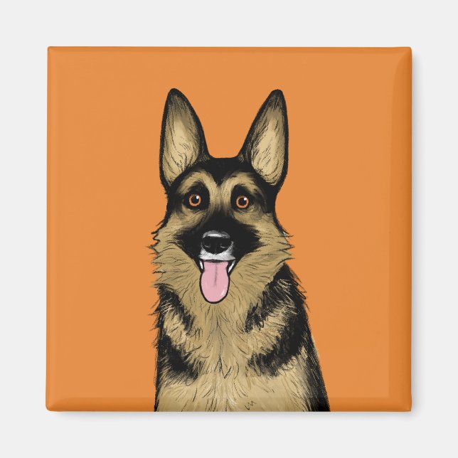 Tysk Shepherd Hund | Cute Djurälskares konst Magnet (Framsidan)