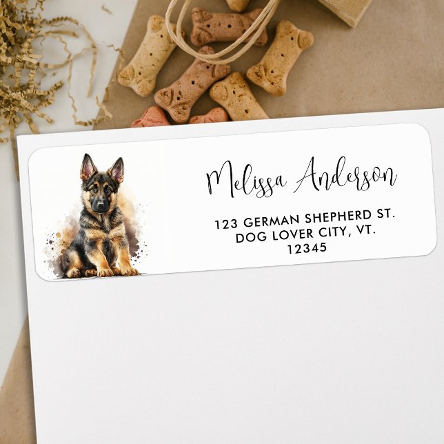 Tysk Shepherd Hund Cute Puppy Returadress Returadress Etikett (Skapare uppladdad)