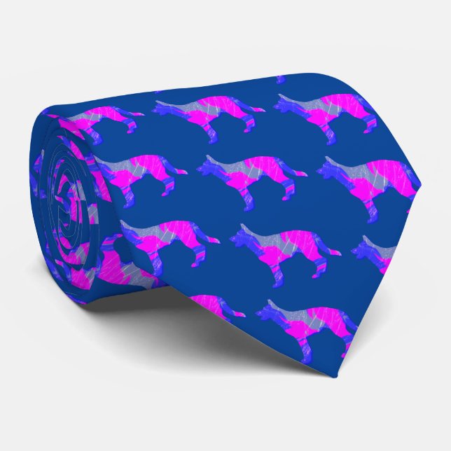 Tysk Shepherd Hund Cute Rosa Silhouette Blue Nacke Slips (Rullad)