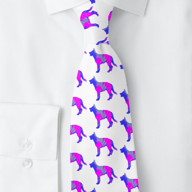 Tysk Shepherd Hund Cute Rosa Silhouette White Slips (German shepherd pink and blue white tie)