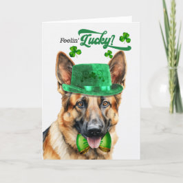 Tysk Shepherd Hund Feelin' Lucky St patrick's day Helgkort