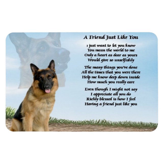 Tysk Shepherd Hund Friend Dikt Magnet (Horisontell)
