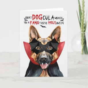 Tysk Shepherd Hund Funny Count DOGcula Halloween Helgkort