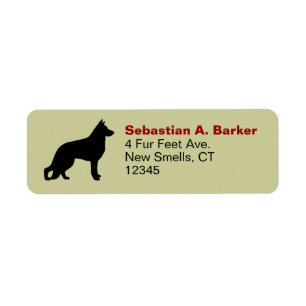Tysk Shepherd Hund GSD Silhouette Returadress Etikett