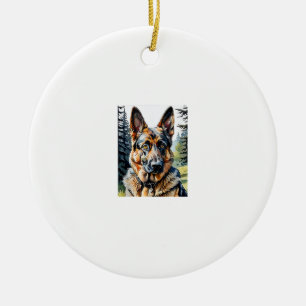 Tysk Shepherd Hund Head Porträtt Hund älskare Pet Julgransprydnad Keramik