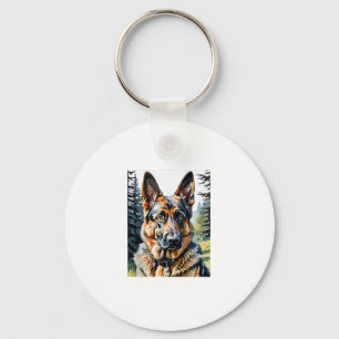 Tysk Shepherd Hund Head Porträtt Hund älskare Pet  Nyckelring