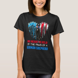 Tysk Shepherd Hund Heart 4:e juli Hund USA Fla T Shirt