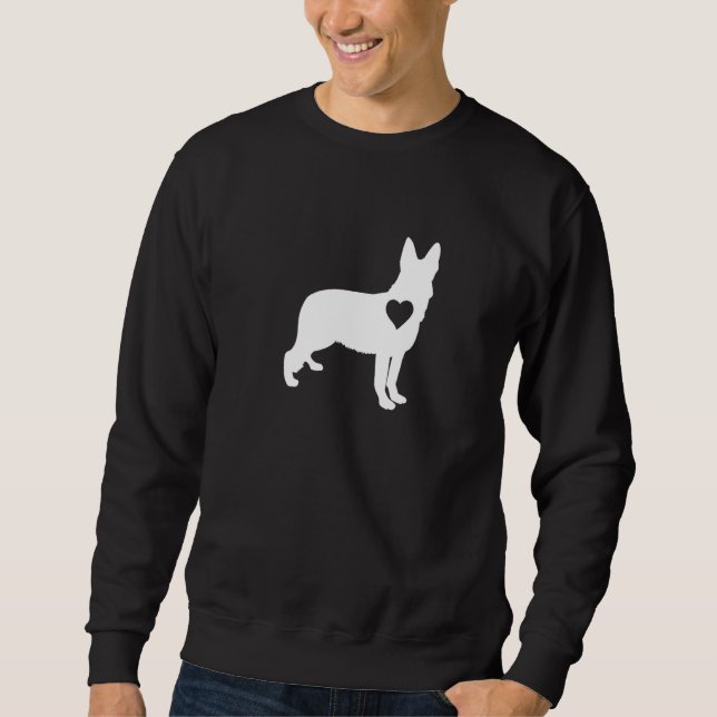 Tysk Shepherd Hund Heart Lång Ärmad Tröja (Framsida)