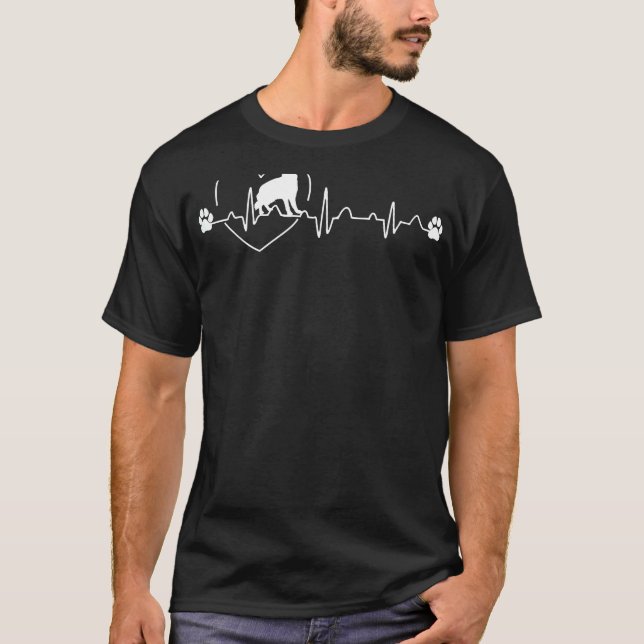 Tysk Shepherd Hund Heartslag German Shepherd Hund T Shirt (Framsida)