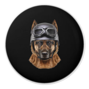 Tysk shepherd Hund Helmet Gift för Biker i motor Knopp