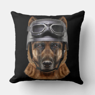 Tysk shepherd Hund Helmet Gift för Biker i motor Kudde