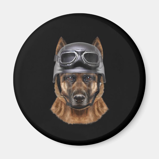 Tysk shepherd Hund Helmet Gift för Biker i motor Magnet (Framsidan)