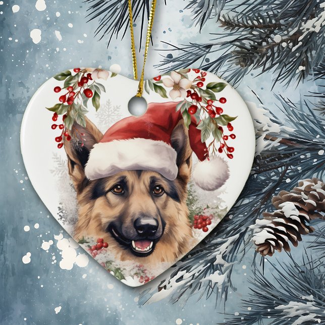 Tysk Shepherd Hund Holly Wandjul Julgransprydnad Keramik (Skapare uppladdad)