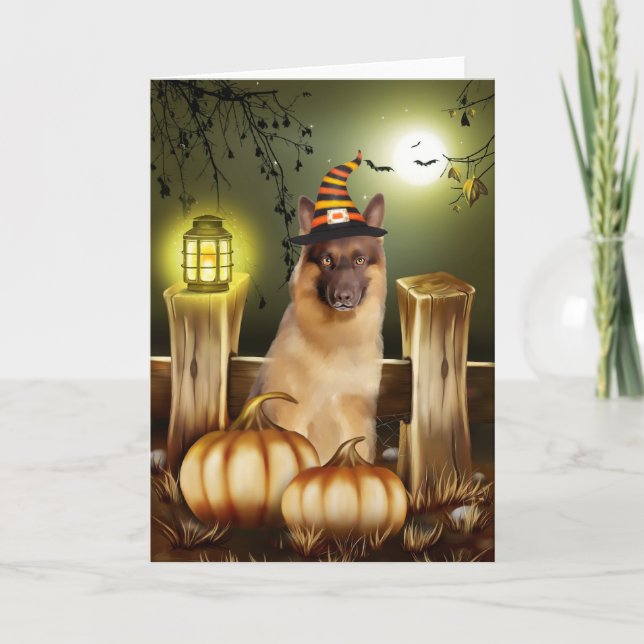 Tysk Shepherd Hund i Halloween Costume Kort (Framsida)
