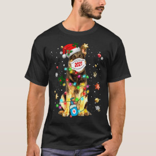 Tysk Shepherd Hund I Mask Lycklig jul 2021 T Shirt