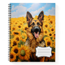 Tysk Shepherd hund i solblommor