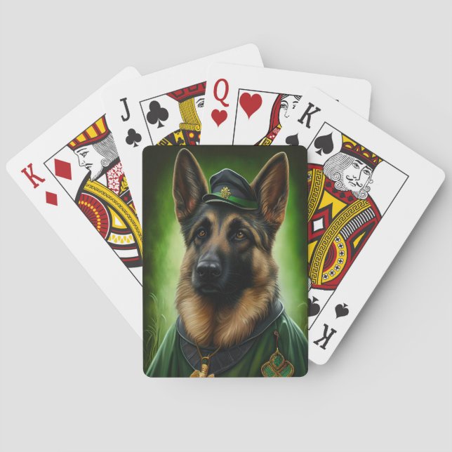 Tysk Shepherd Hund i St. Patrick Dress Casinokort (Baksidan)
