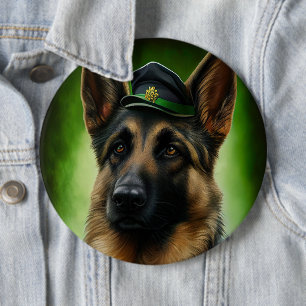 Tysk Shepherd Hund i St. Patrick Dress Knapp