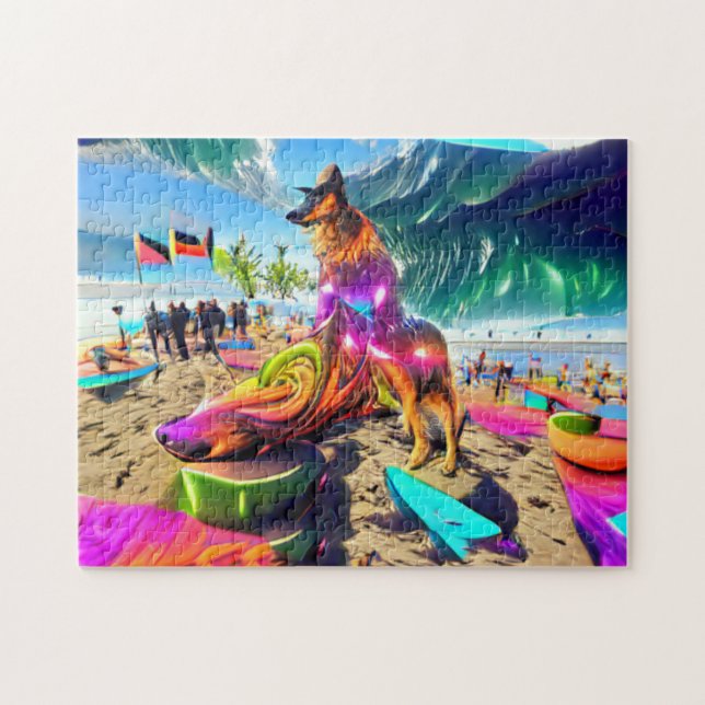 Tysk Shepherd Hund Jigszle Puzzle Pussel (Horisontell)