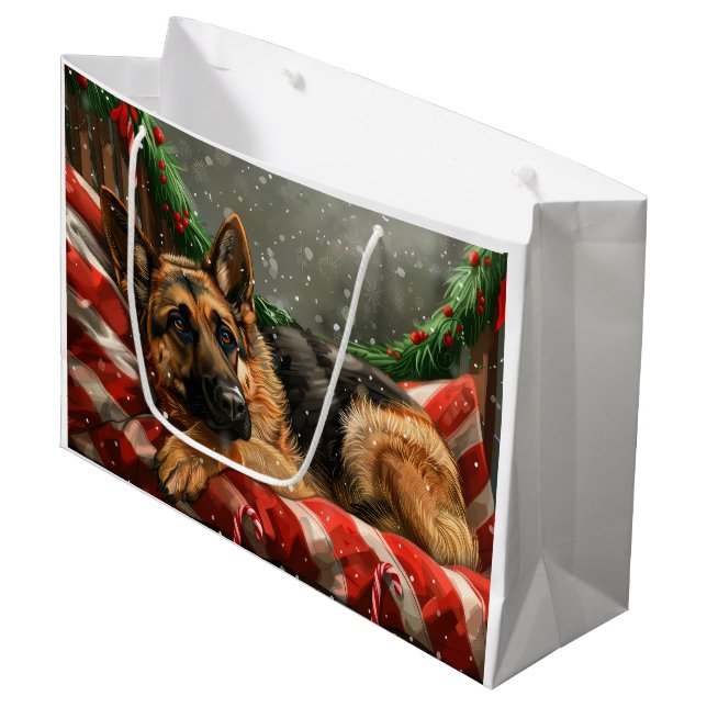 Tysk Shepherd Hund jul Festive (Framsidan Vinklad)