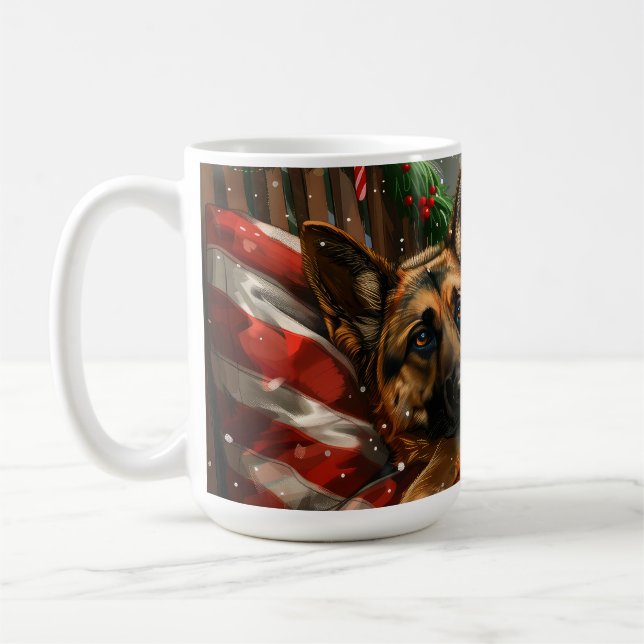 Tysk Shepherd Hund jul Festive Kaffemugg (Vänster)