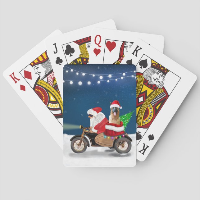 Tysk Shepherd hund jul Jultomten Casinokort (Baksidan)