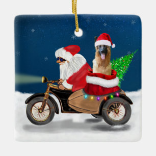 Tysk Shepherd hund jul Jultomten Julgransprydnad Keramik