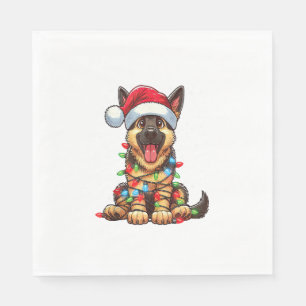 Tysk Shepherd Hund jul Ljus Santa Hat Xma Pappersservett