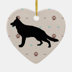 Tysk Shepherd Hund Julgransprydnad Keramik