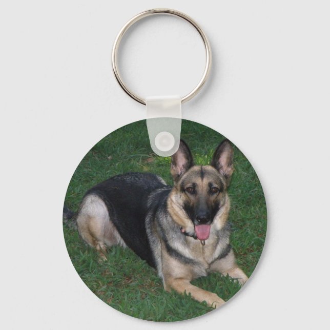 Tysk Shepherd Hund Keychain Nyckelring (Framsida)
