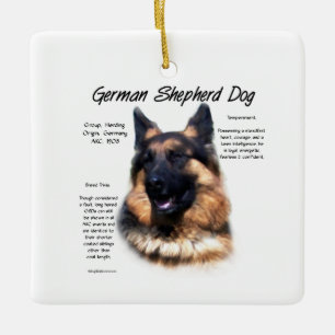 Tysk Shepherd-Hund (långhårig) historikdesign Julgransprydnad Keramik